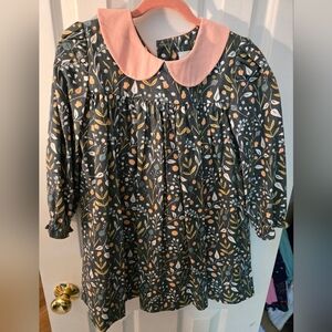 Green and Pink Dress with Peter Pan Collar